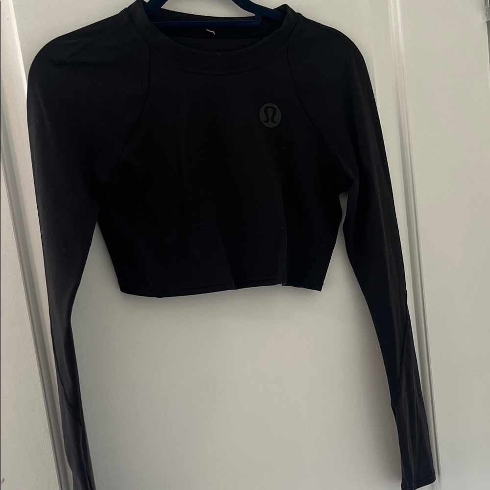 lululemon athletica Black Cropped Long-Sleeve Crew Top